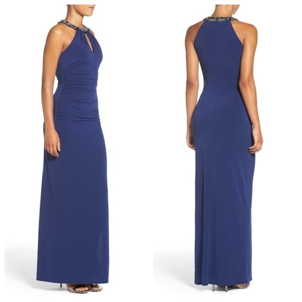 NEW Laundry By Shelli Segal Beaded Neck Gown